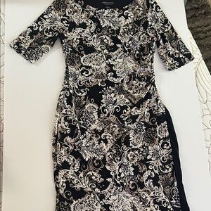 Elegant Black and White Long Sleeve Dress